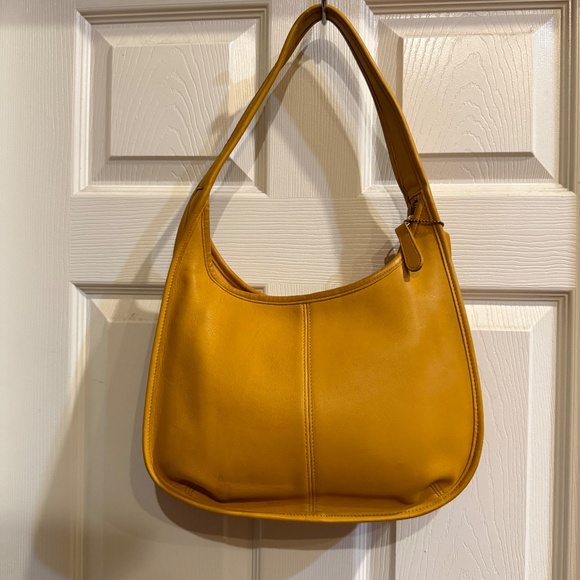 COACH Ergo Pocket Zip #9033 Mustard Yellow Leather Vintage 90s Hobo Shoulder Bag - Picture 5 of 16